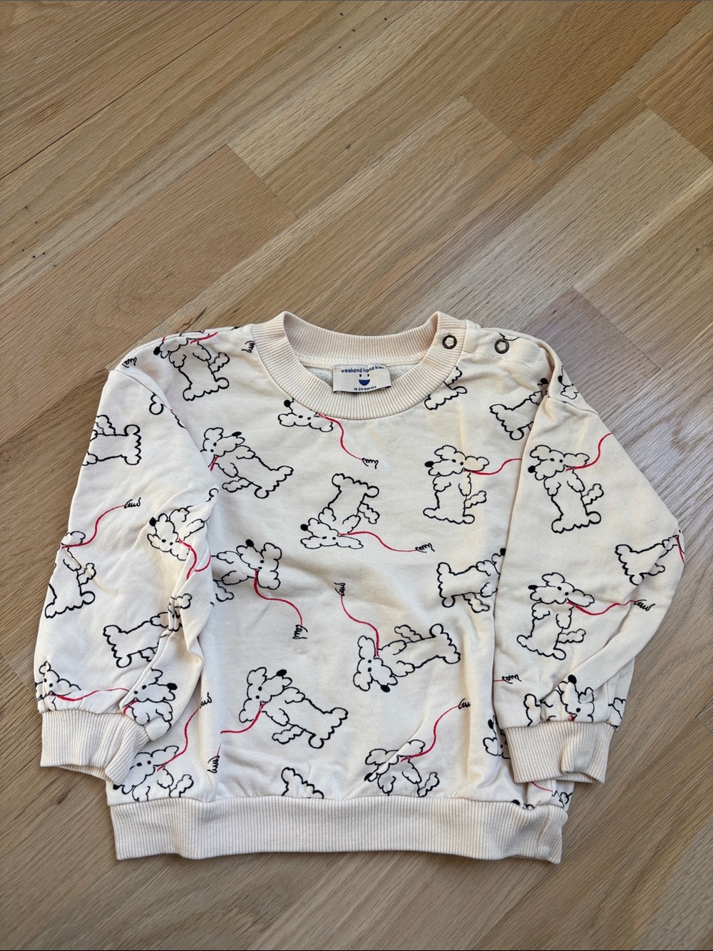 Cream Poodle Print Kids Sweatshirt